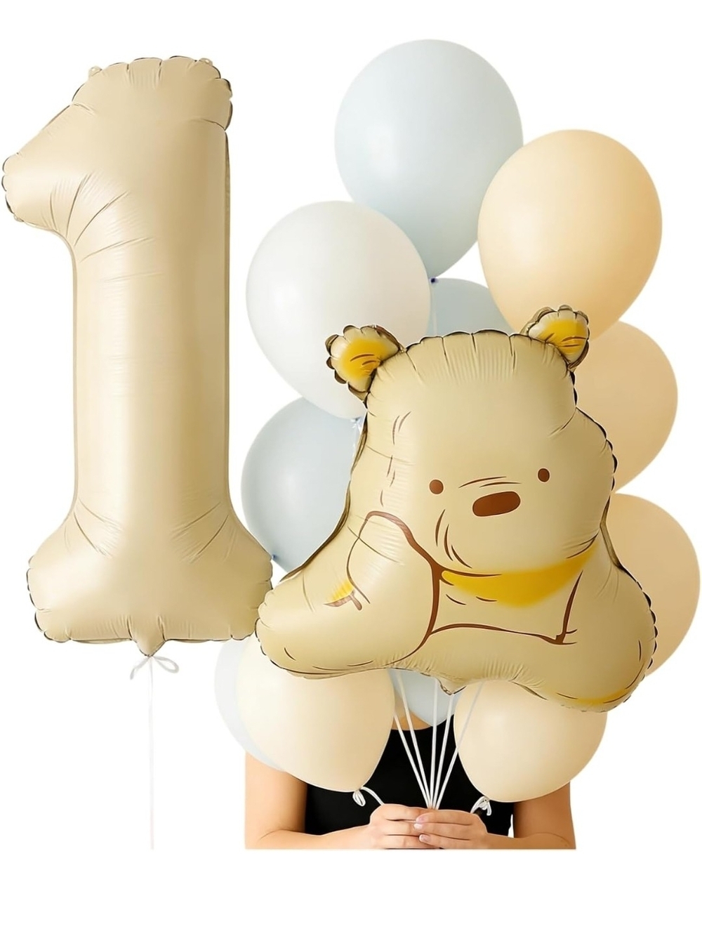 Winnie The Pooh Bear Number 1 Party Balloon Set - Cute First Birthday Decoration